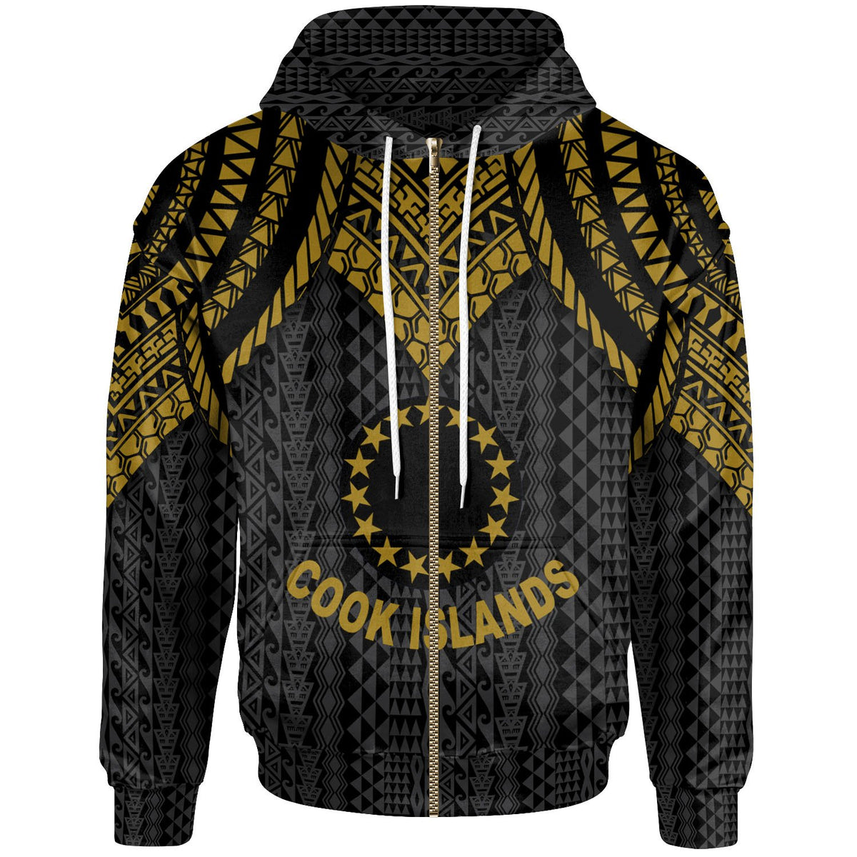 Cook islands Zip up Hoodie Polynesian Armor Style Gold Unisex Gold - Polynesian Pride