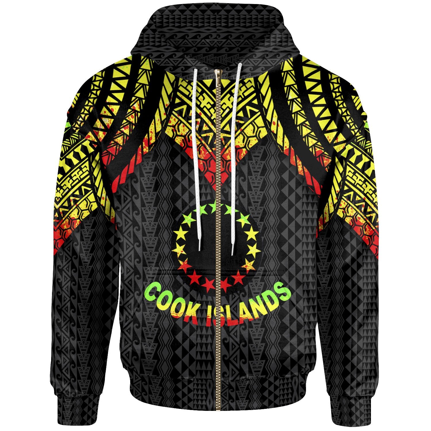 Cook islands Zip up Hoodie Polynesian Armor Style Reagge Unisex Reagge - Polynesian Pride