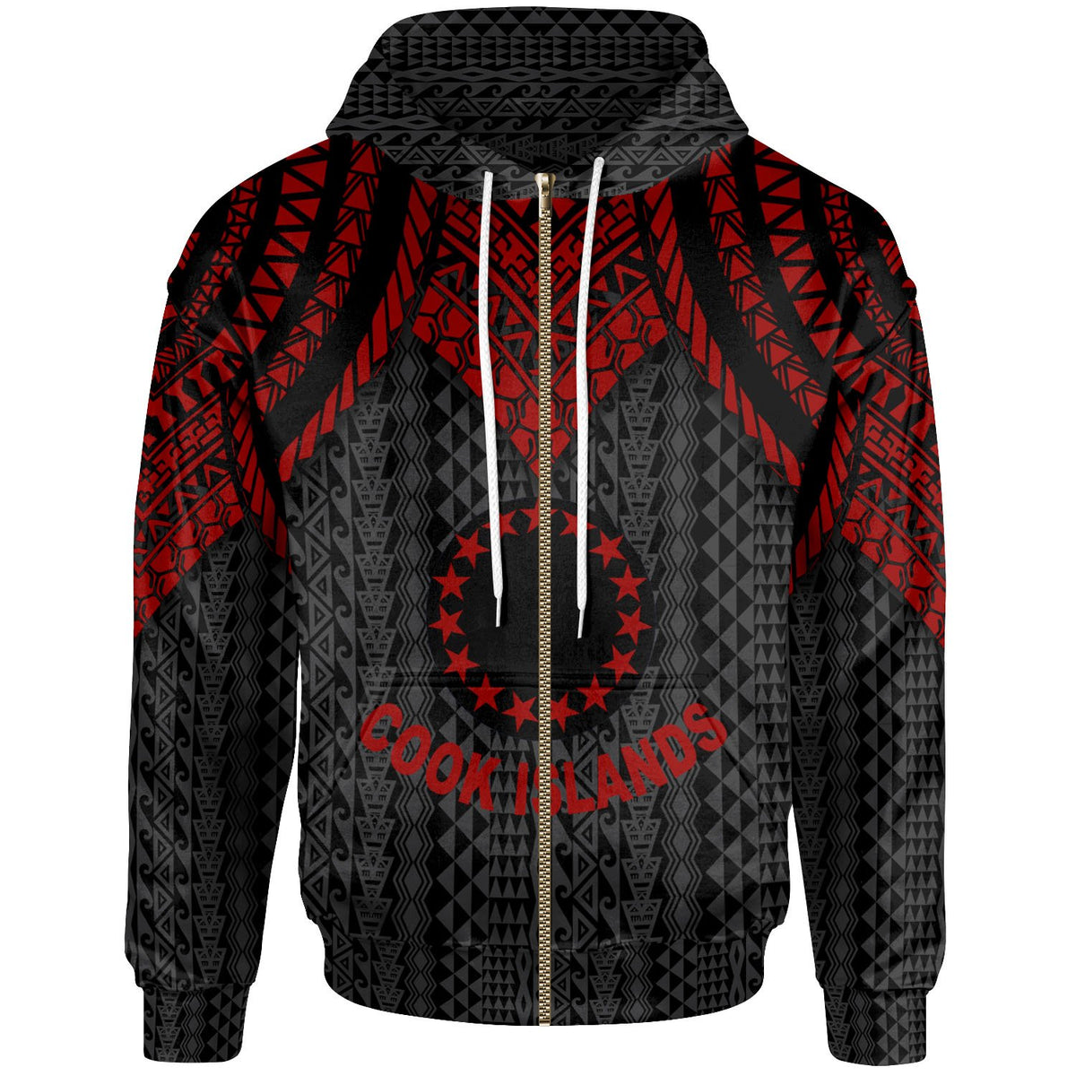 Cook islands Zip up Hoodie Polynesian Armor Style Red Unisex Red - Polynesian Pride