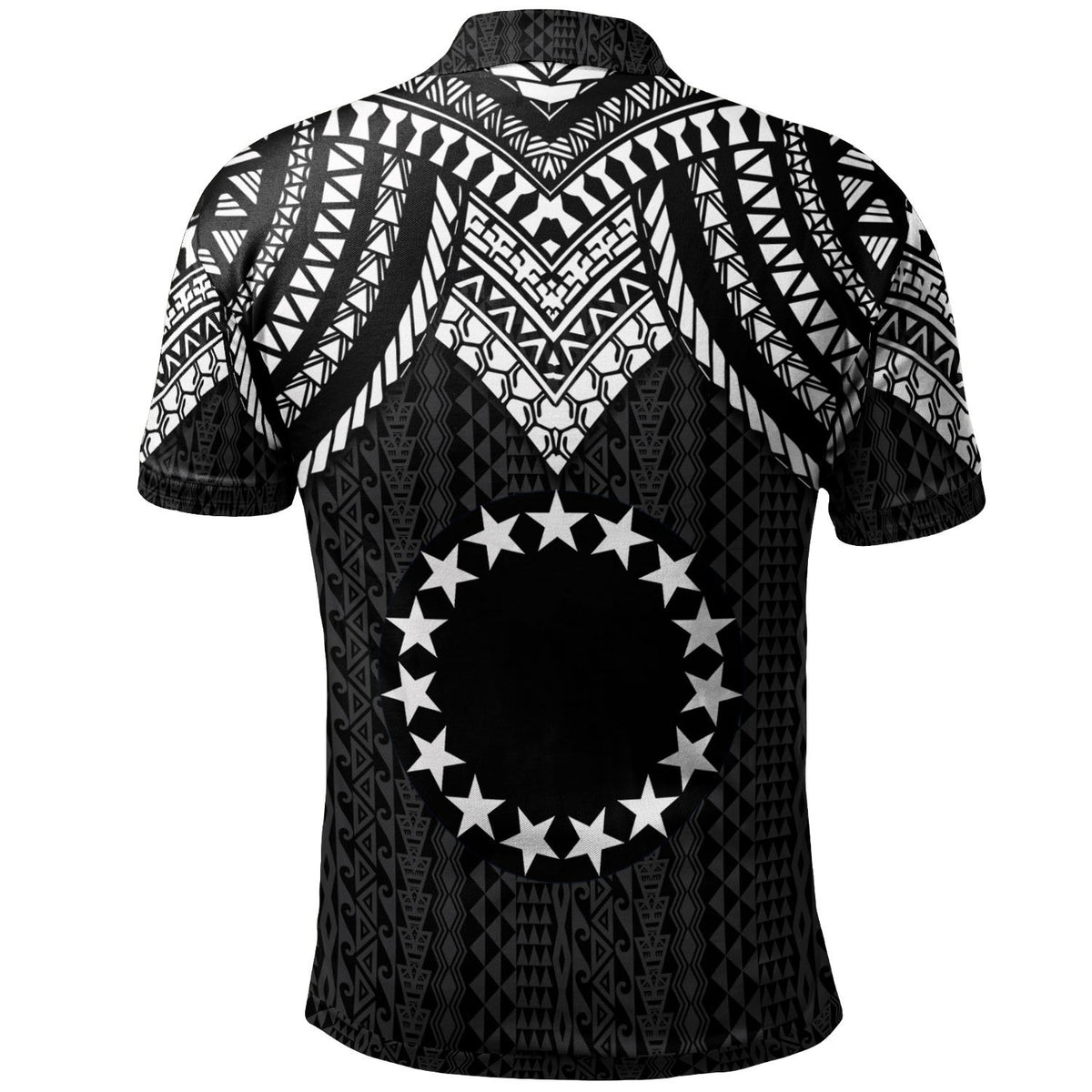 Cook islands Custom Polo Shirt Polynesian Armor Style Black - Polynesian Pride