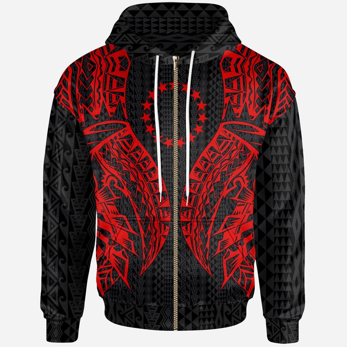 Cook Islands Zip up Hoodie Polynesian Lion Head Red Style Unisex Red - Polynesian Pride