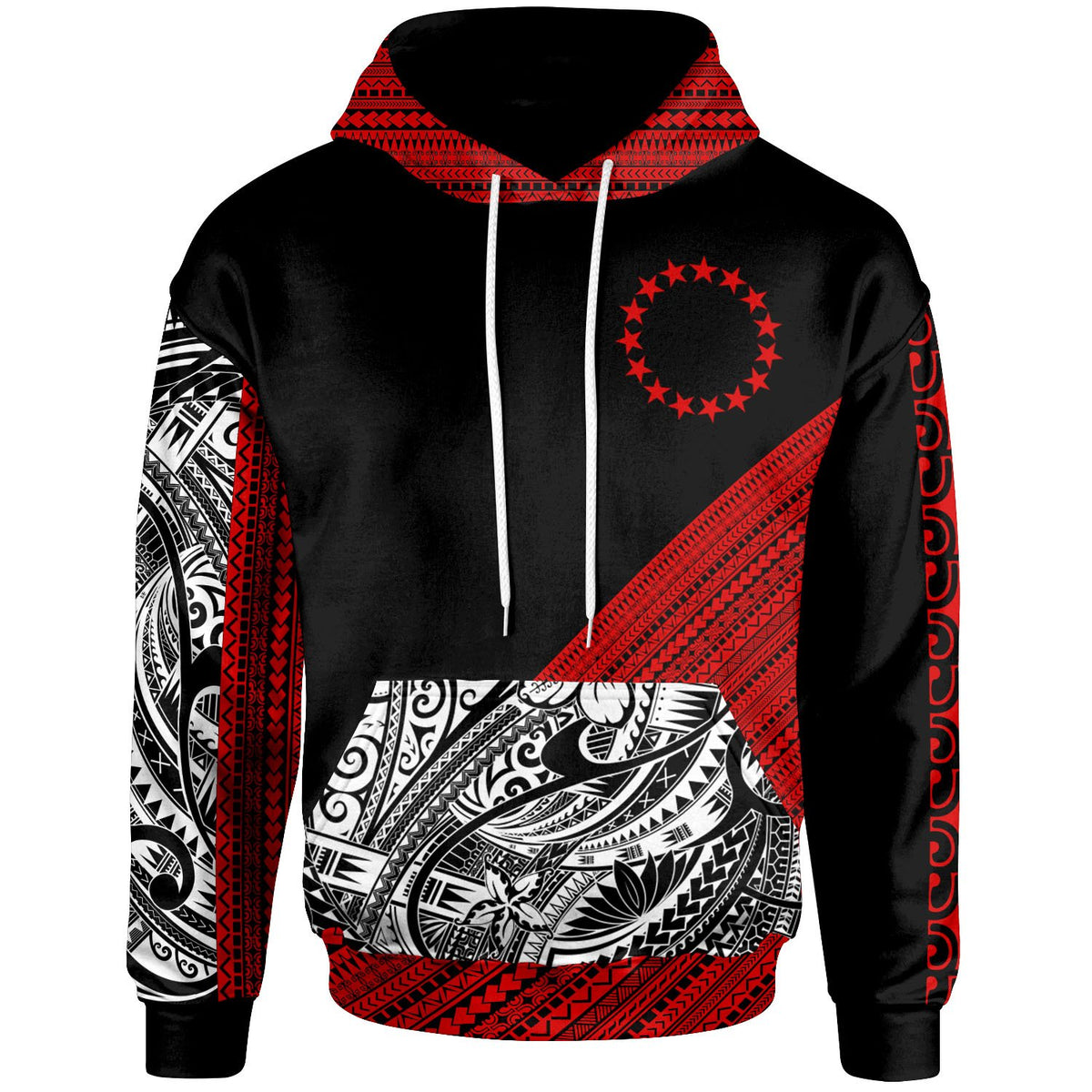 Cook Islands Custom Hoodie Polynesian Diagonal Pattern Red Unisex Red - Polynesian Pride
