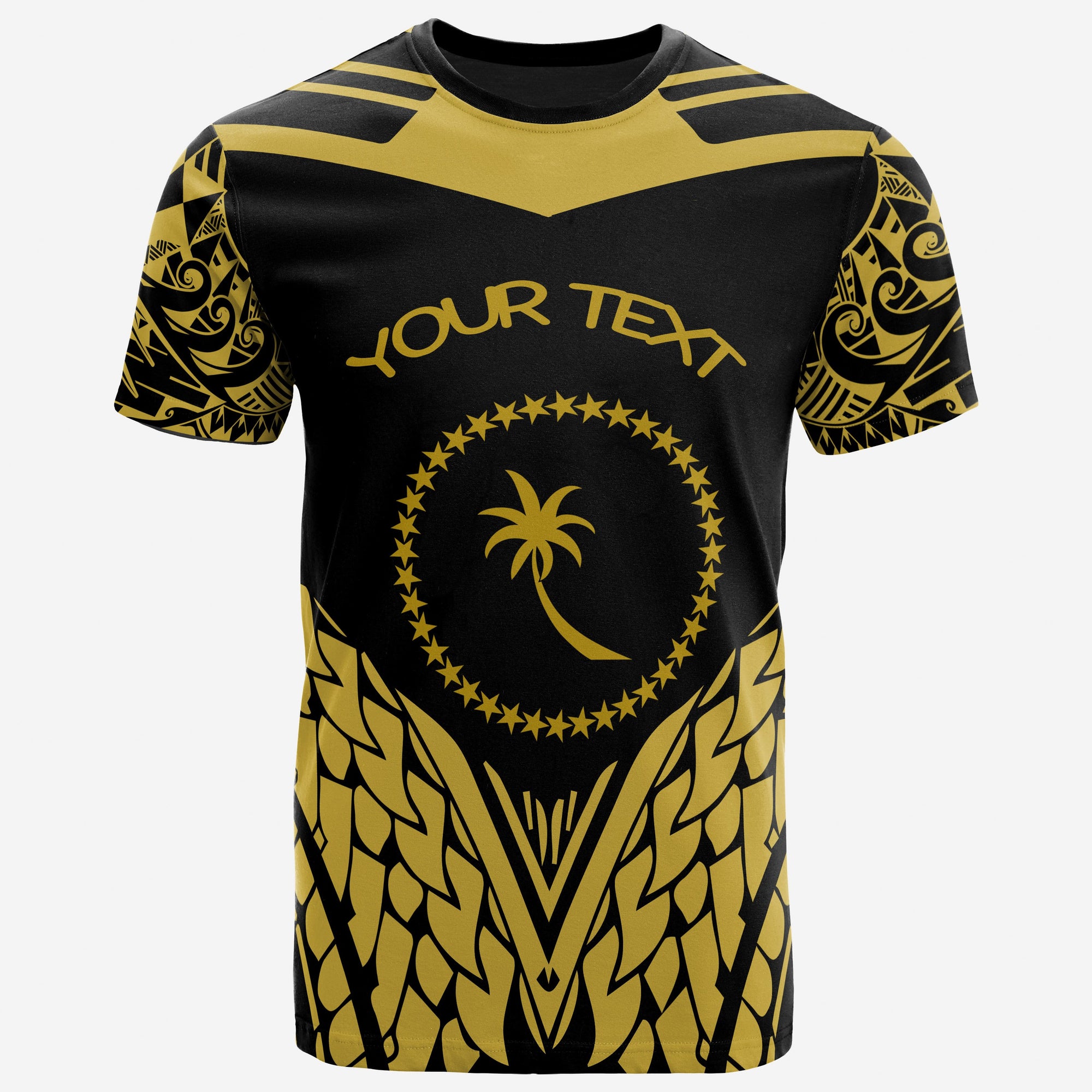 Chuuk Custom T Shirt Unique Eagle Feather Texture Black Yellow Unisex Black Yellow - Polynesian Pride