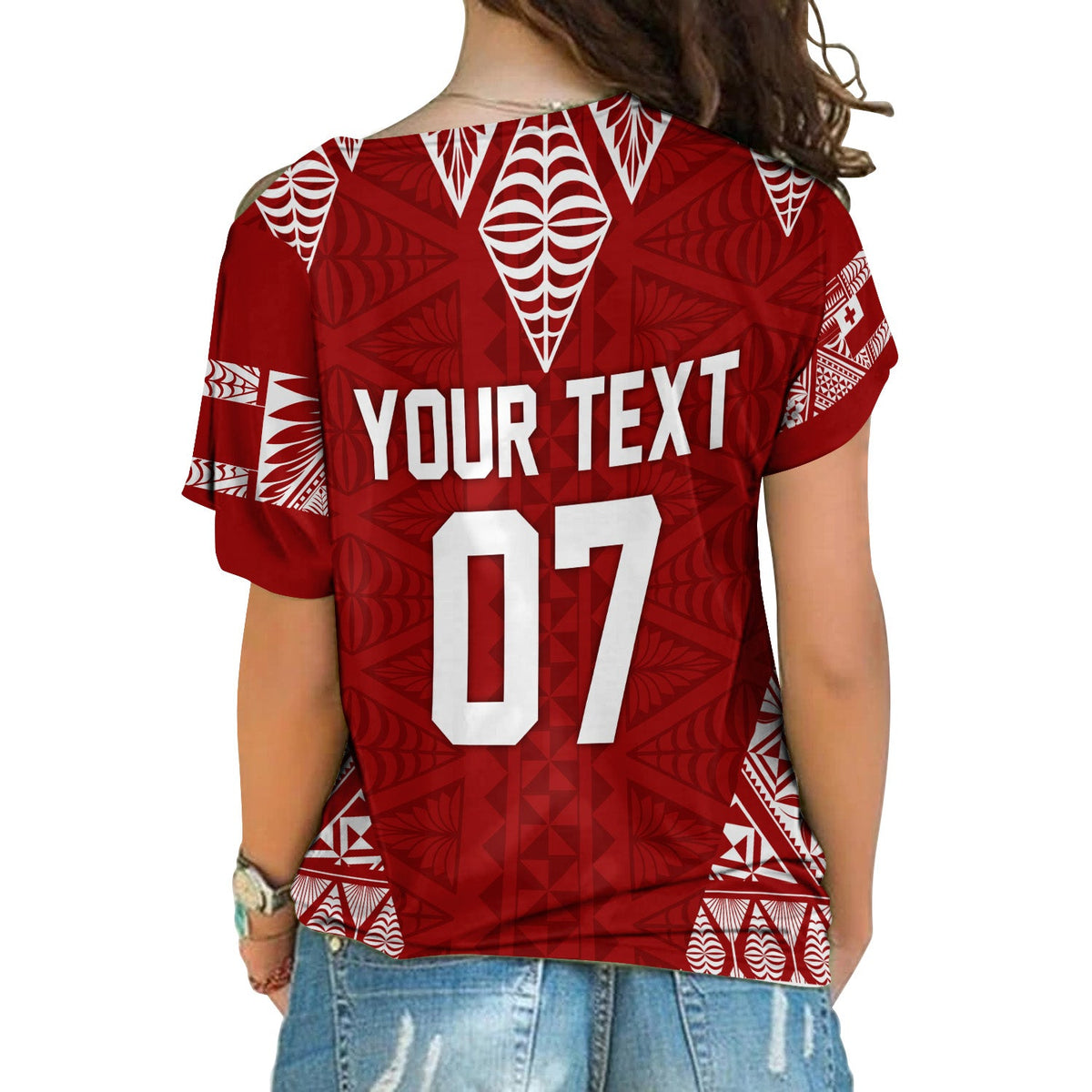 Personalised Tonga Rugby Cross Shoulder Shirt Mate Ma'a Tonga Warriors LT7 - Polynesian Pride