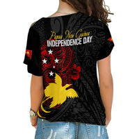 Personalised Papua New Guinea 47th Independence Cross Shoulder Shirt Tribal Turtle LT7 - Polynesian Pride