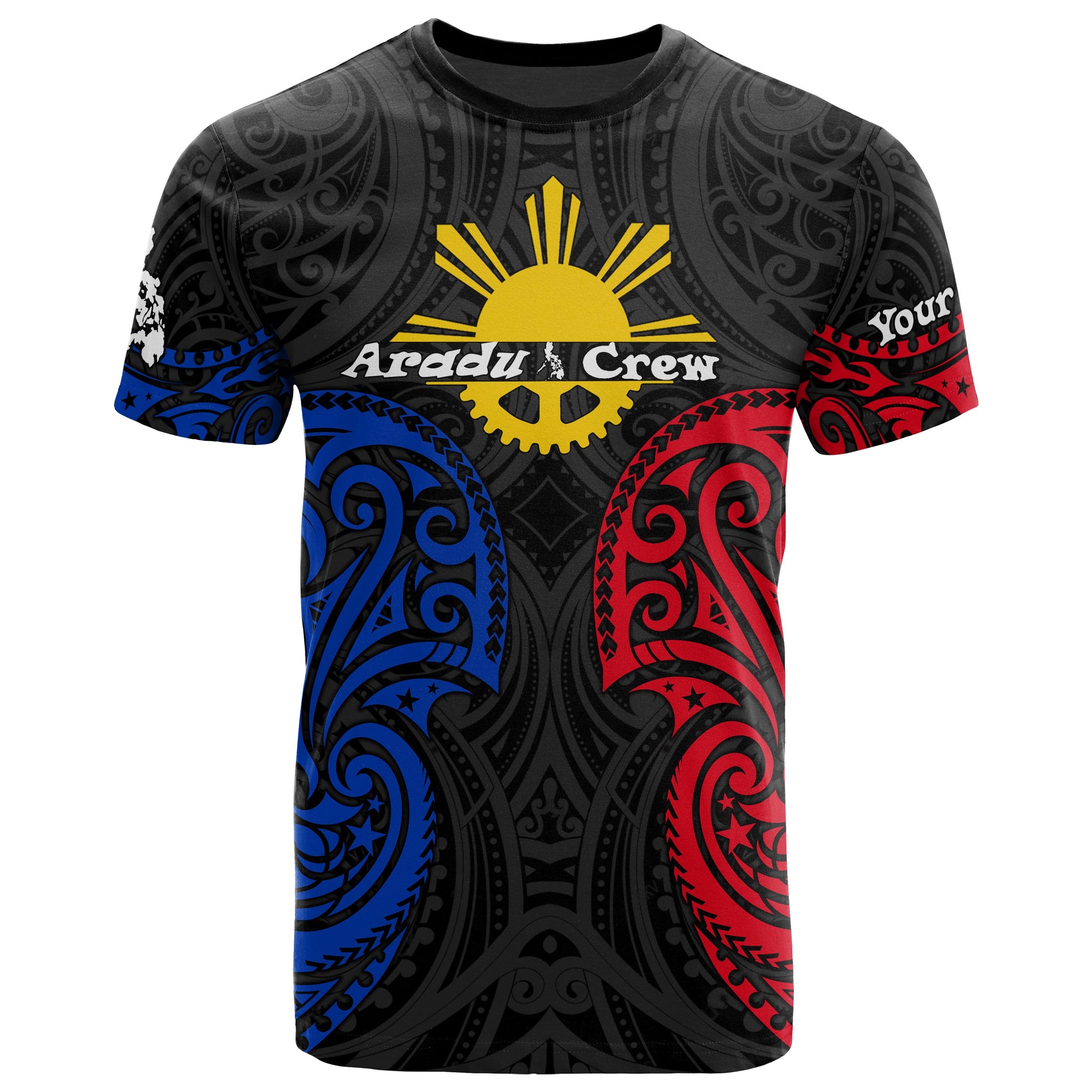 The Philippines Custom T Shirt Aradu Crew Unisex Black - Polynesian Pride