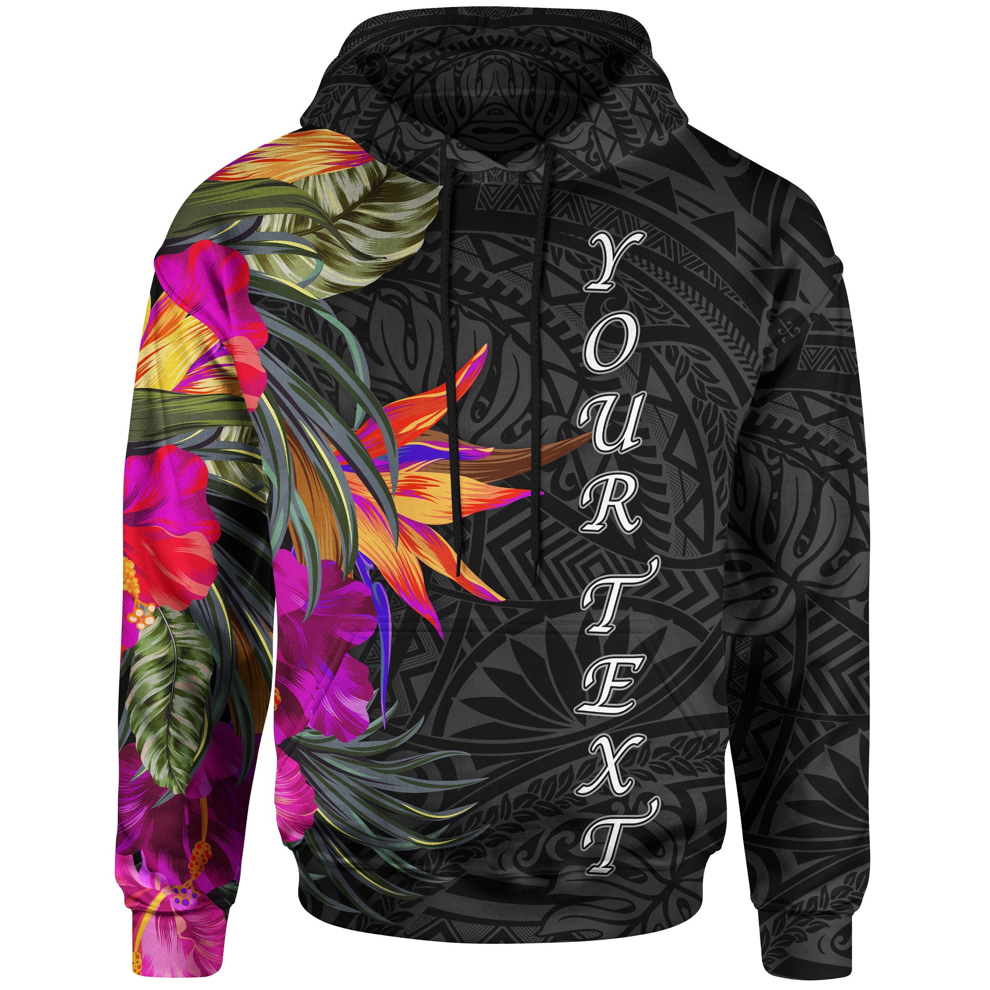 Polynesian Custom Hoodie Hibiscus Pattern Unisex Black - Polynesian Pride