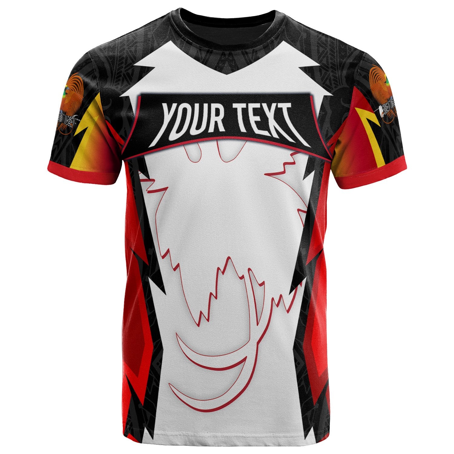 Papua New Guinea T Shirt Custom PNG Coat Of Arms Unisex Red Black - Polynesian Pride