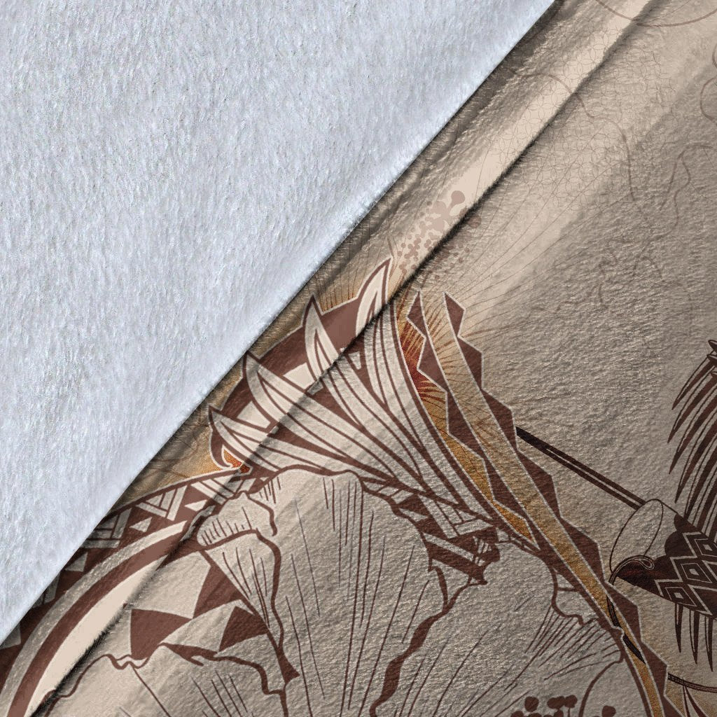 Papua New Guinea Premium Blanket - Hibiscus Flowers Vintage Style - Polynesian Pride