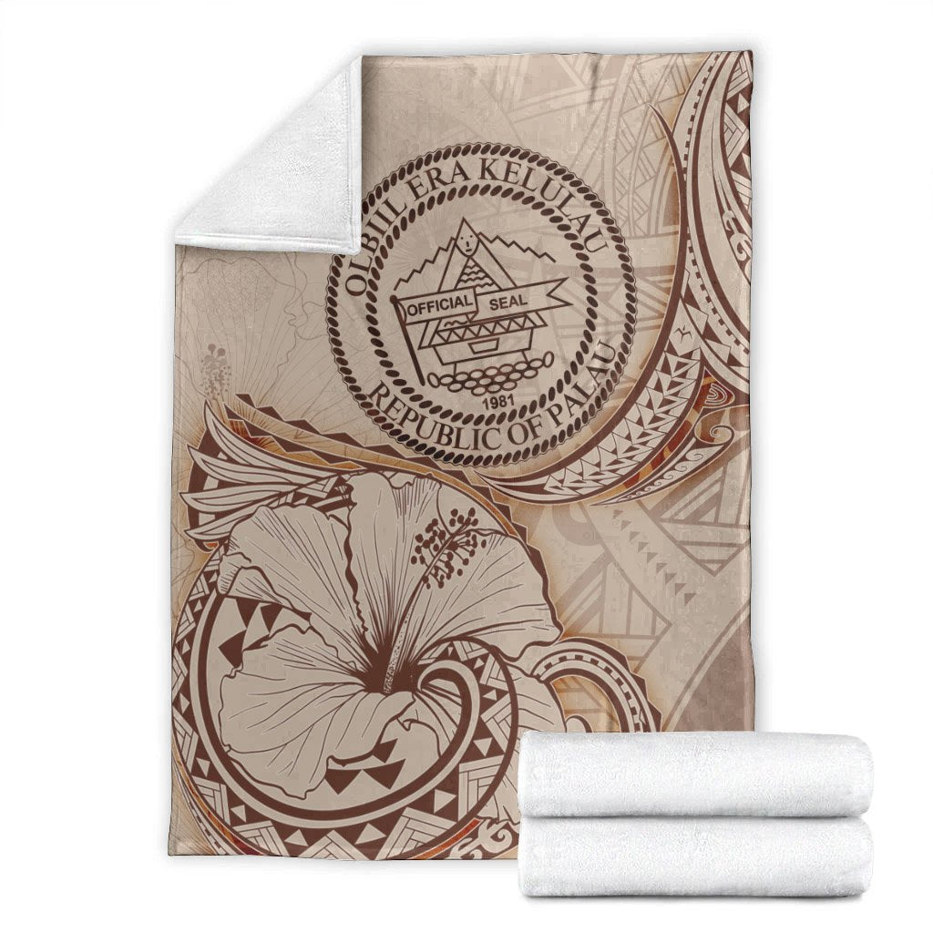 Palau Premium Blanket - Hibiscus Flowers Vintage Style - Polynesian Pride