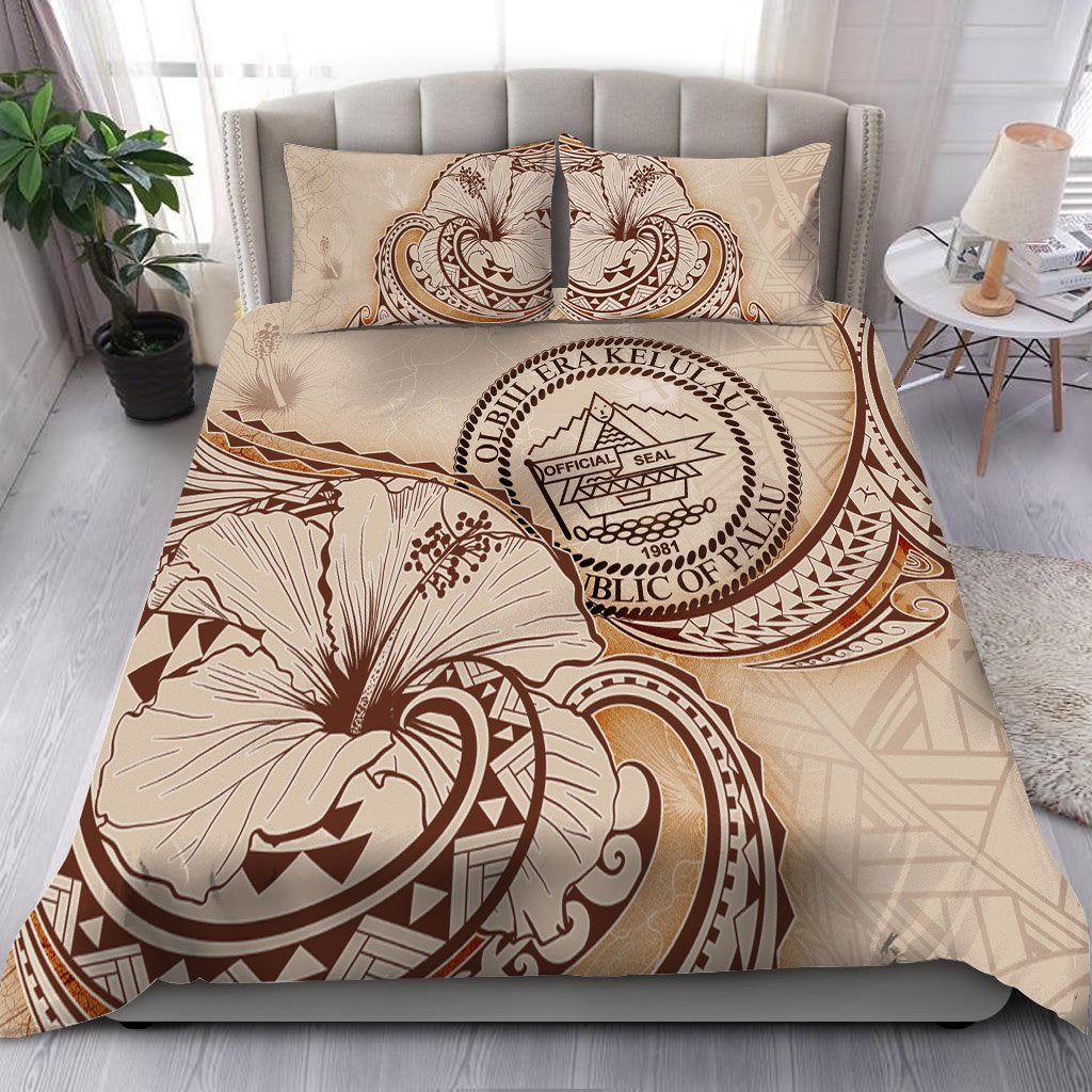 Palau Bedding Set - Hibiscus Flower Vintage Style Nude - Polynesian Pride