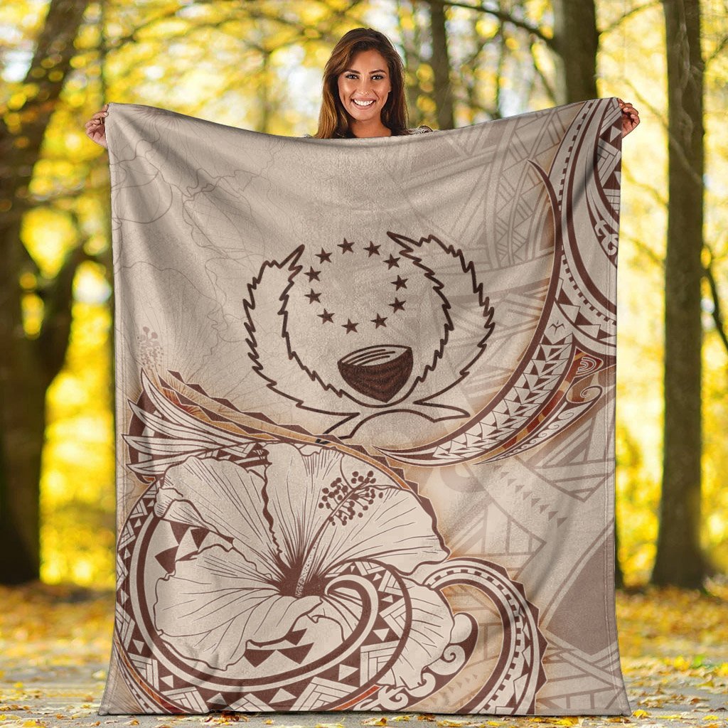 Pohnpei Premium Blanket - Hibiscus Flowers Vintage Style - Polynesian Pride