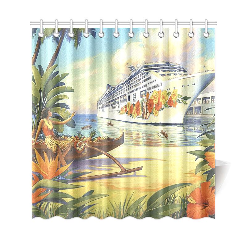 Vintage Hawaii Shower Curtain - Polynesian Pride
