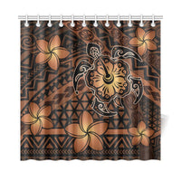 Hawaii Mix Polynesian Turtle Plumeria Shower Curtain - AH - Nick Style - Orange - Polynesian Pride