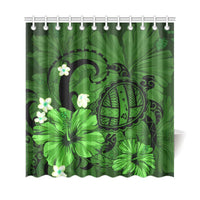 Hawaii Turtle Poly Tribal Green Shower Curtain - Polynesian Pride