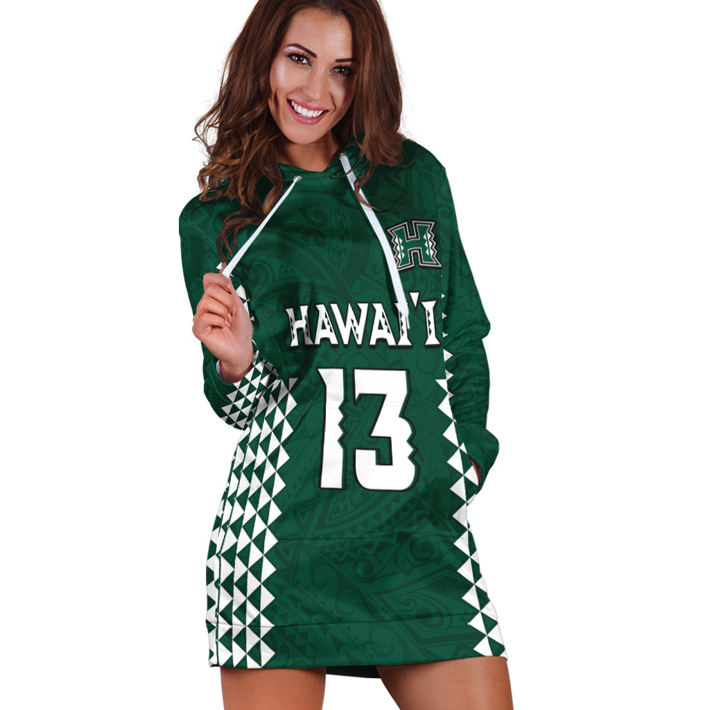 (Custom Text and Number) Hawaii Football Hoodie Dress Kakau Warrior Be Stronger LT13 - Polynesian Pride