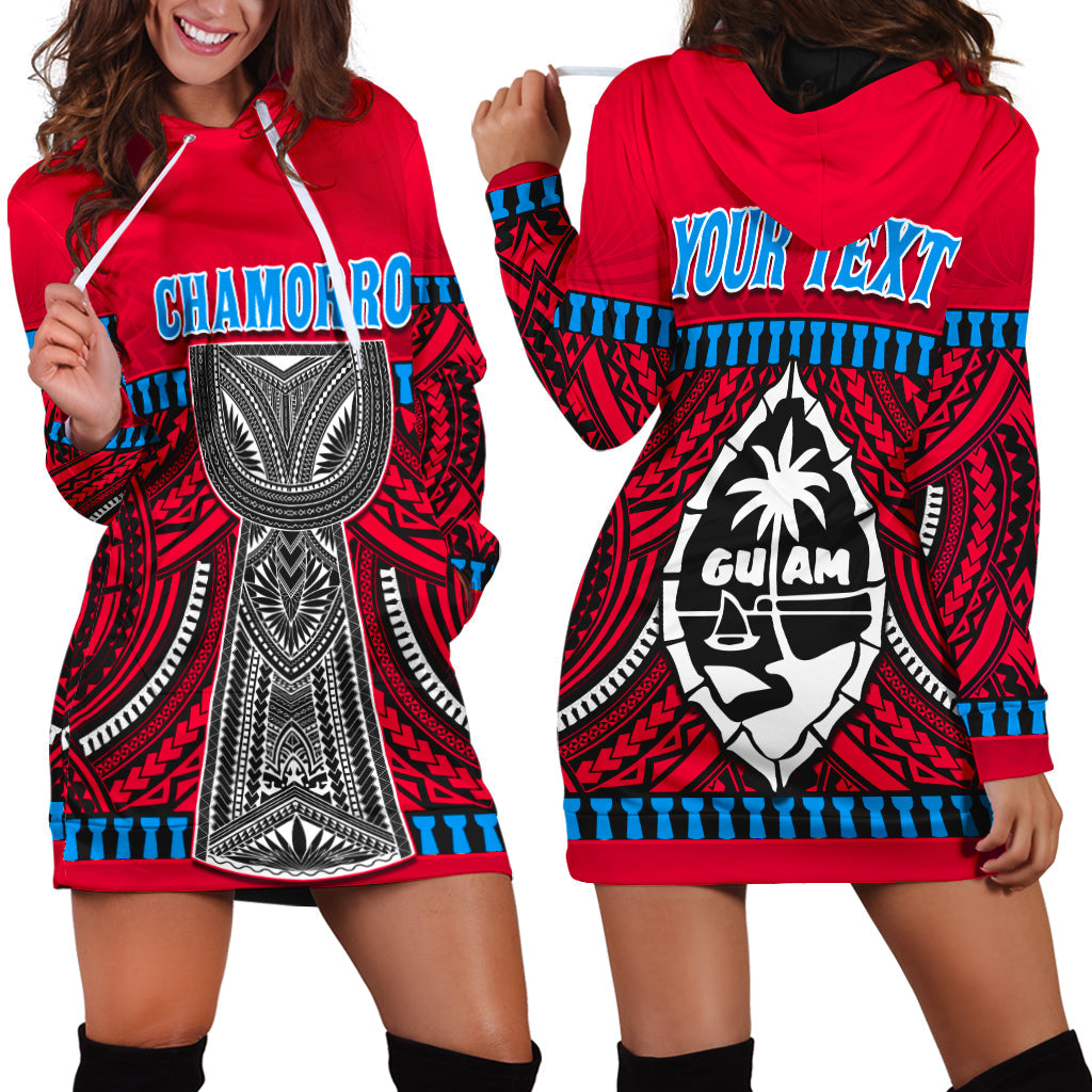 (Custom Personalised) Guam Chamorro Hoodie Dress Latte Stone Red Polynesian Haligi LT13 Red - Polynesian Pride