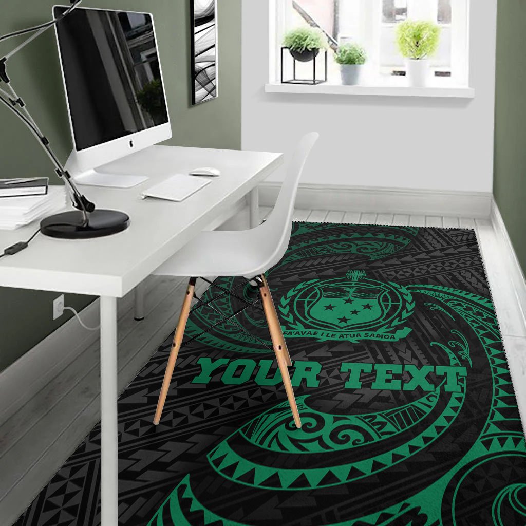 Samoa Polynesian Custom Personalised Area Rug - Green Tribal Wave - Polynesian Pride