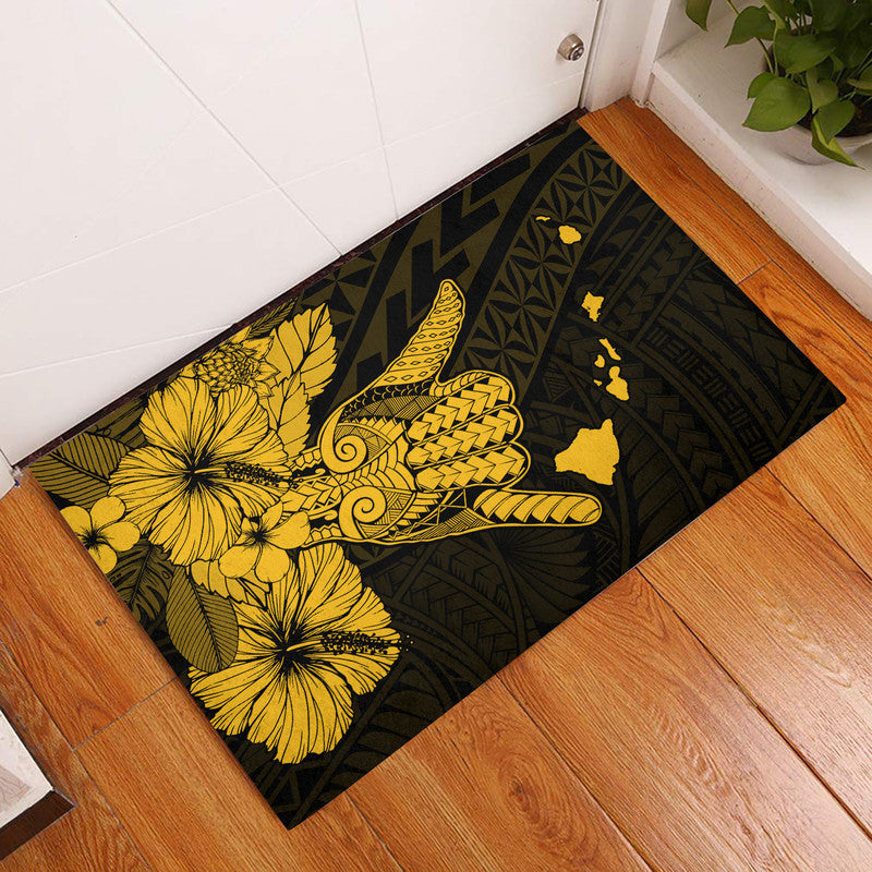 Hawaii Shaka Sign Door Mat Gold Version LT9 Gold - Polynesian Pride