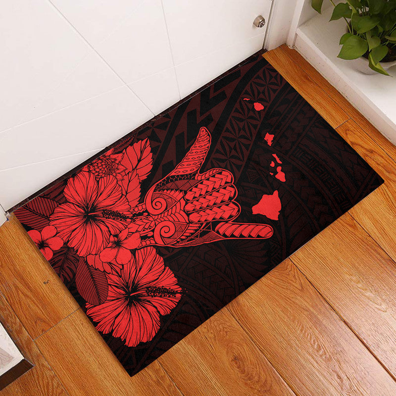 Hawaii Shaka Sign Door Mat Red Version LT9 Red - Polynesian Pride