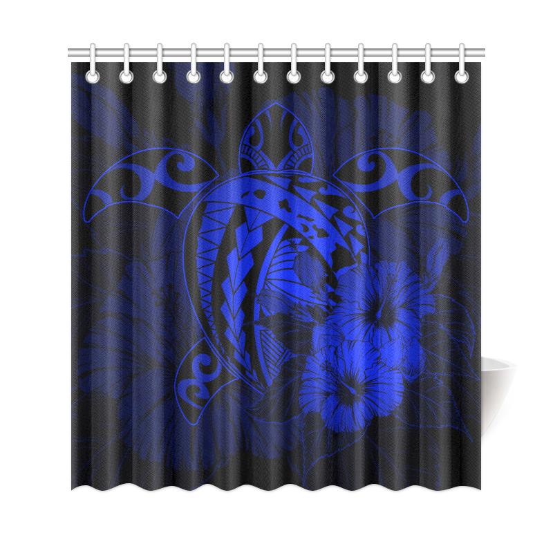 Hawaii Hibiscus Shower Curtain - Harold Turtle - Blue - Polynesian Pride