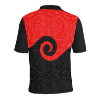 Maori Black and Red Polo T Shirt - Polynesian Pride