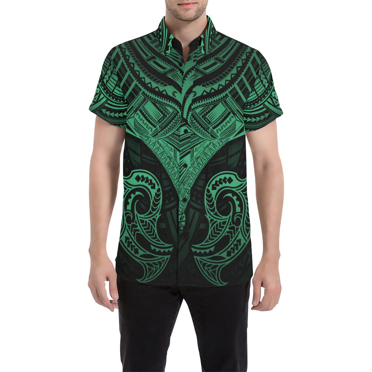Polynesian Short Sleeve Shirt Short Sleeve Shirt Green - Polynesian Pride