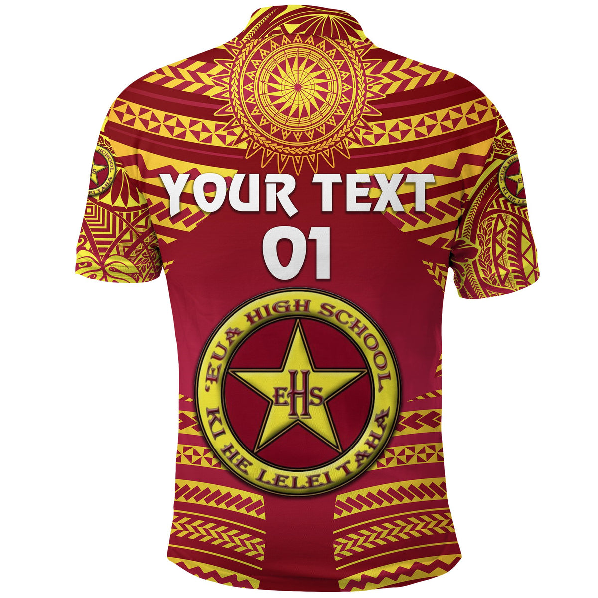 Custom Eua High School Polo Shirt Creative Style Maroon, Custom Text and Number - Polynesian Pride