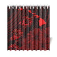 Hawaii Sea Turtle Is Swimming Toward Shower Curtain Red - Polynesian Pride