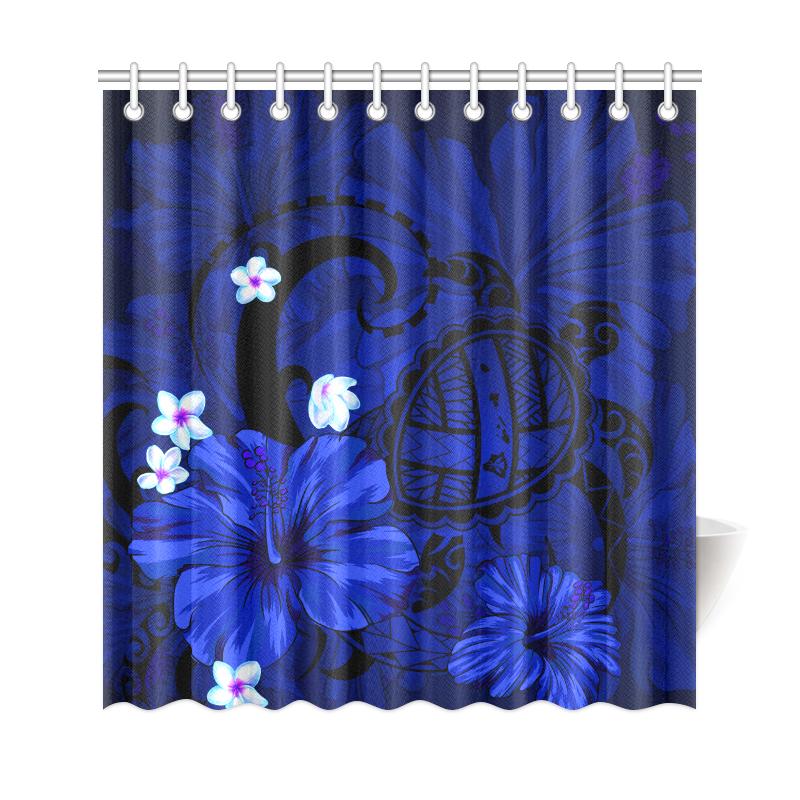 Hawaii Turtle Poly Tribal Blue Shower Curtain - Polynesian Pride