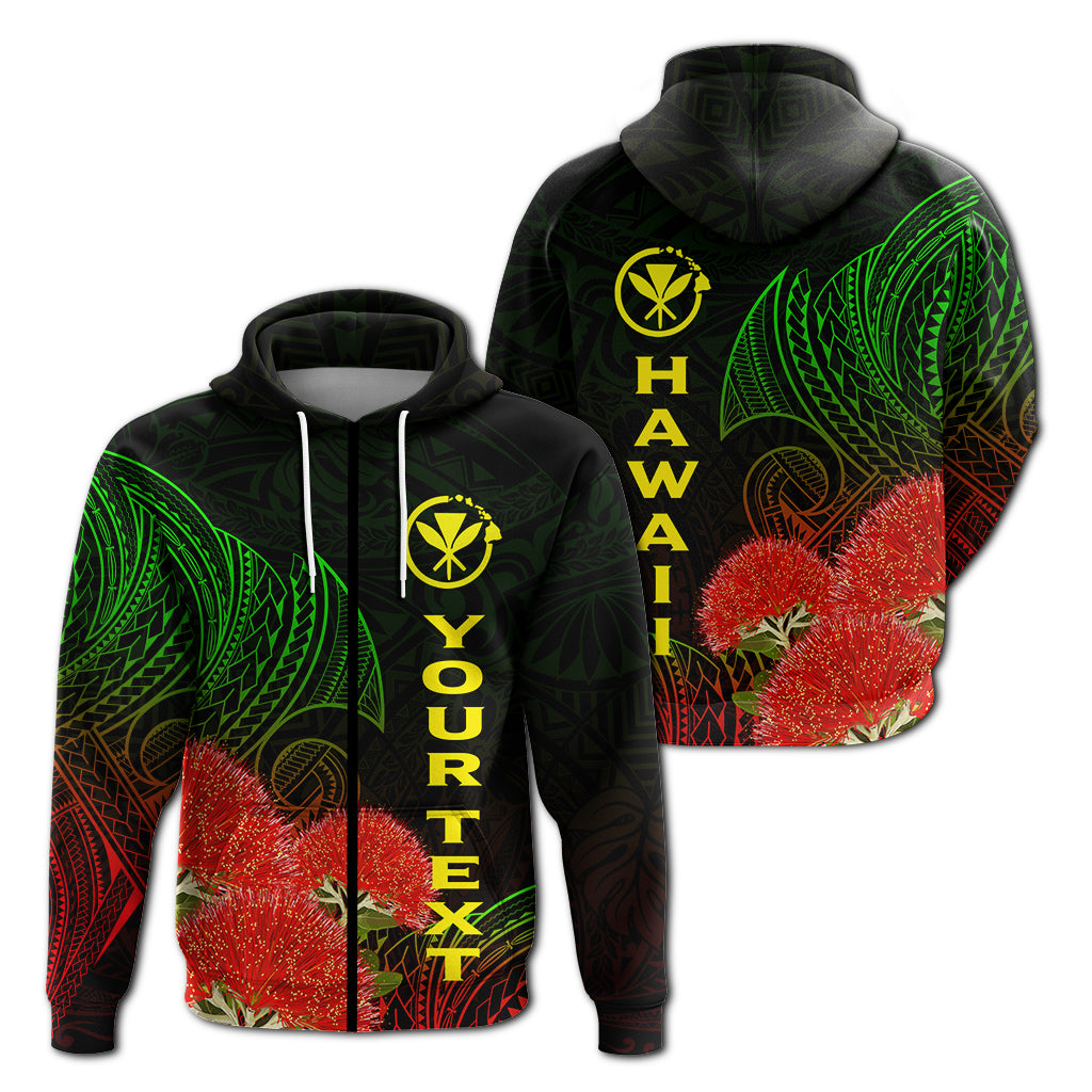 Custom Hawaii Polynesian Zip Hoodie Ohia Lehua LT12 Unisex Black - Polynesian Pride