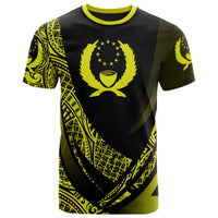 Pohnpei State T Shirt Yellow Polynesian Patterns Sport Style Unisex Black - Polynesian Pride