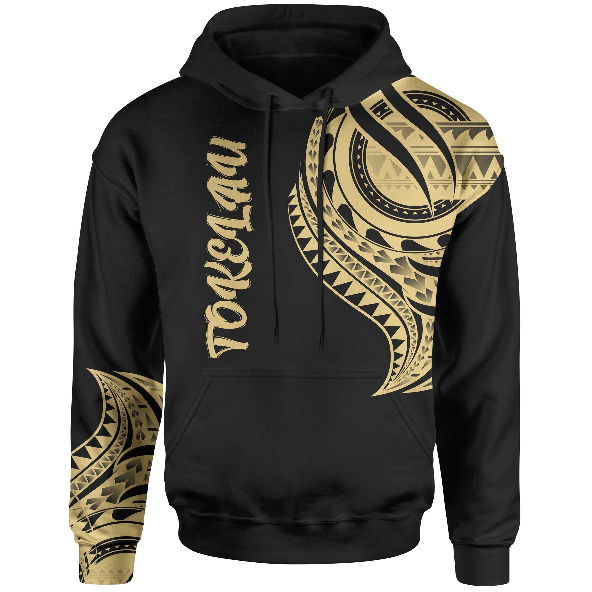 Tokelau Hoodie Tokelau Tatau Gold Patterns Unisex Black - Polynesian Pride