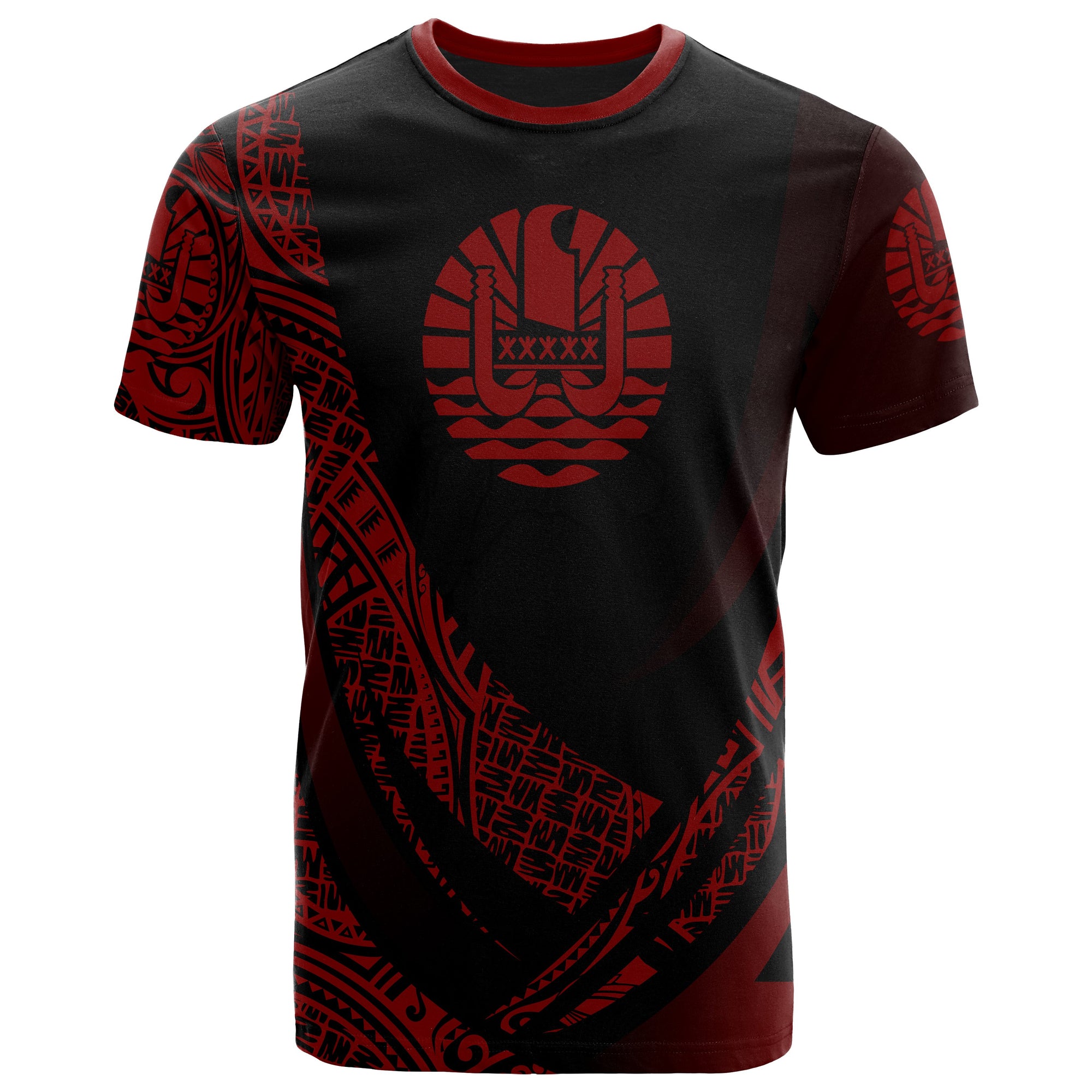 Tahiti T Shirt Red Polynesian Patterns Sport Style Unisex Black - Polynesian Pride