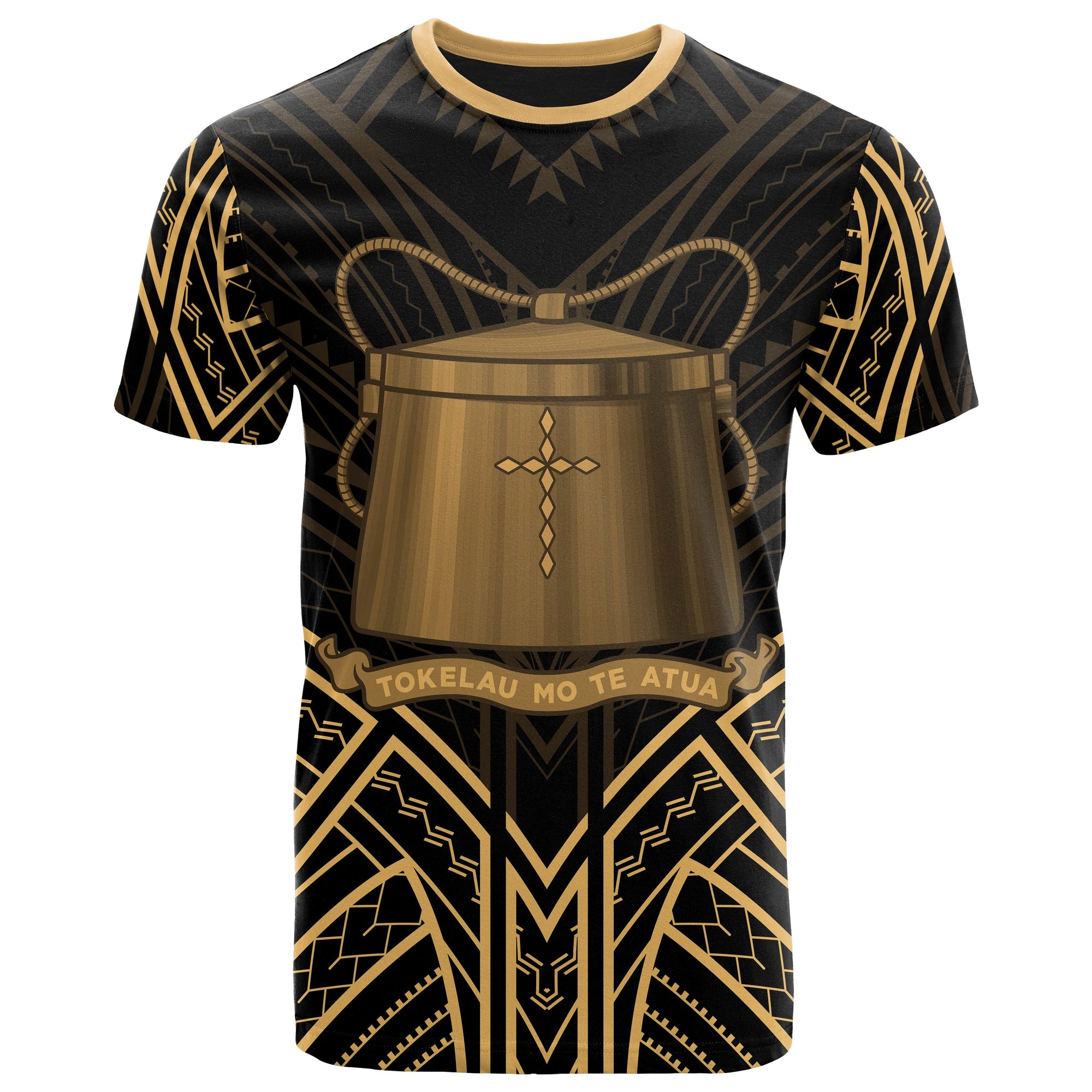 Tokelau T Shirt Tokelauan Seal Tribal Gold Color Patterns Unisex Black - Polynesian Pride