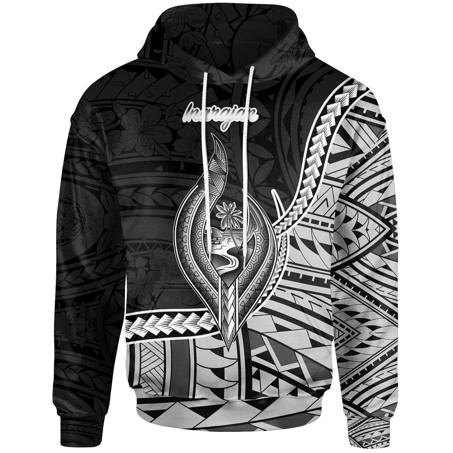 Guam Hoodie Inarajan Seal of Guam Polynesian Patterns Unisex Black - Polynesian Pride