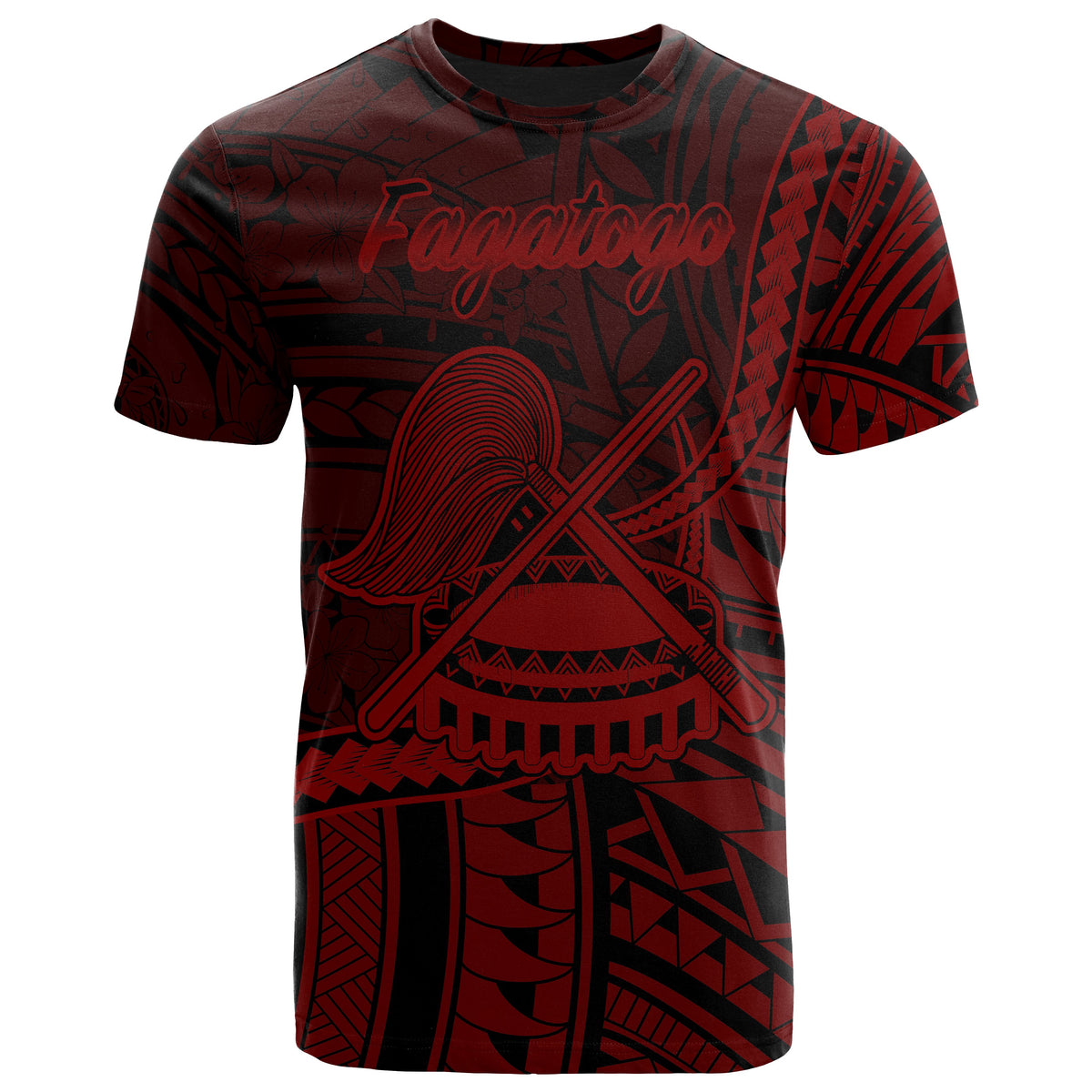 American Samoa T Shirt Fagatogo Polynesian Red Patterns Unisex Black - Polynesian Pride