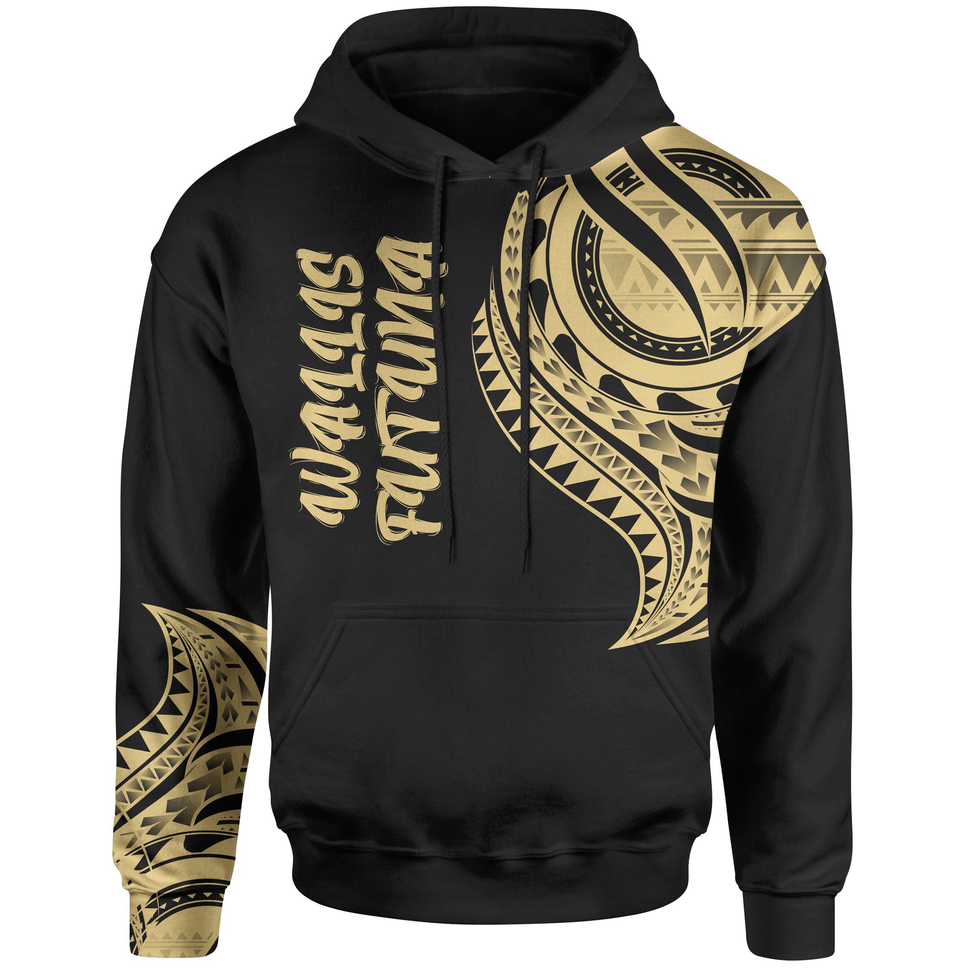 Wallisnd Futuna Hoodie Wallisnd Futuna Tatau Gold Patterns Unisex Black - Polynesian Pride