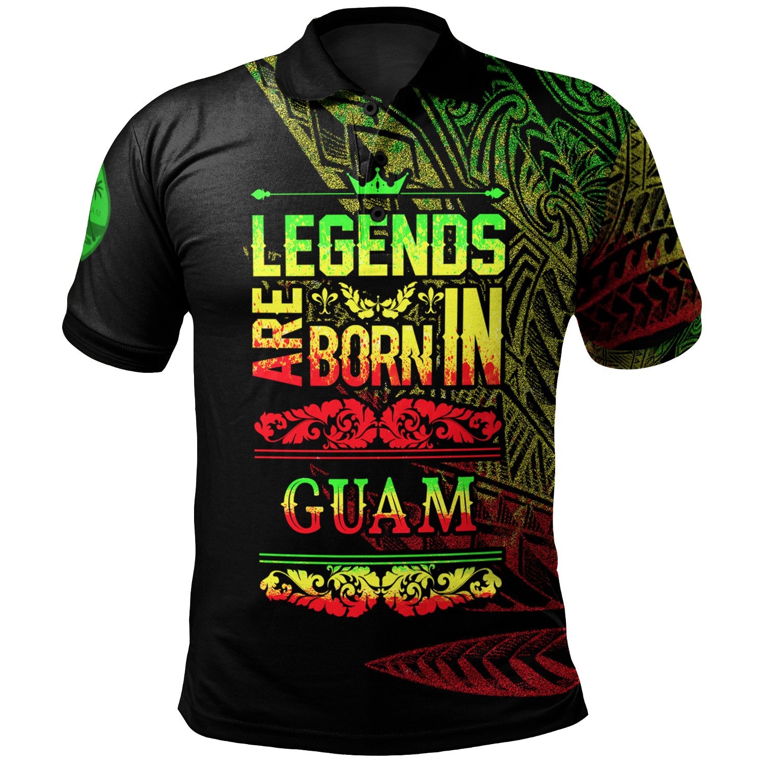 Guam Polo Shirt Legends Are Born In Reggae Color Unisex Black - Polynesian Pride