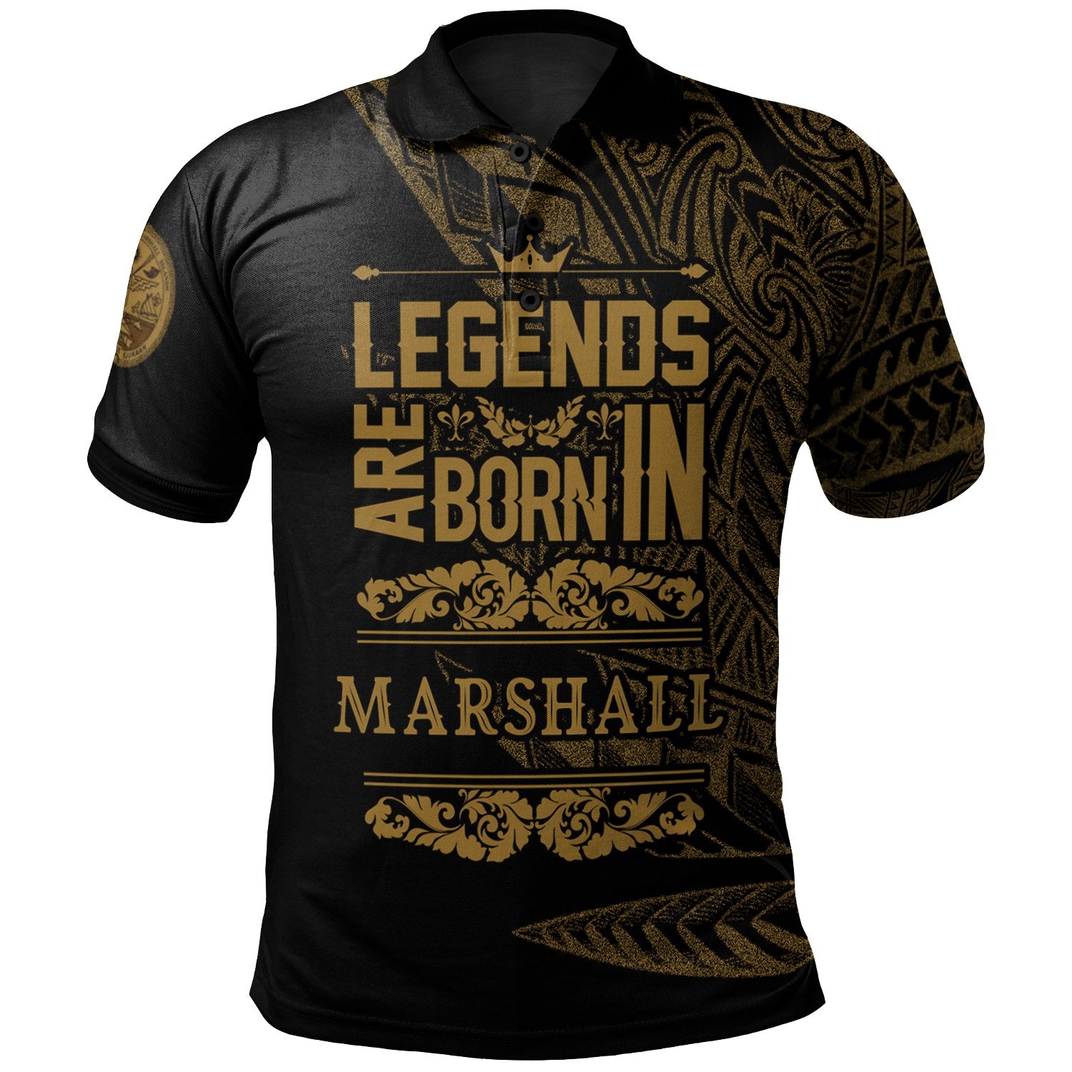 Marshall Islands Polo Shirt Legends Are Born In Gold Color Unisex Gold - Polynesian Pride