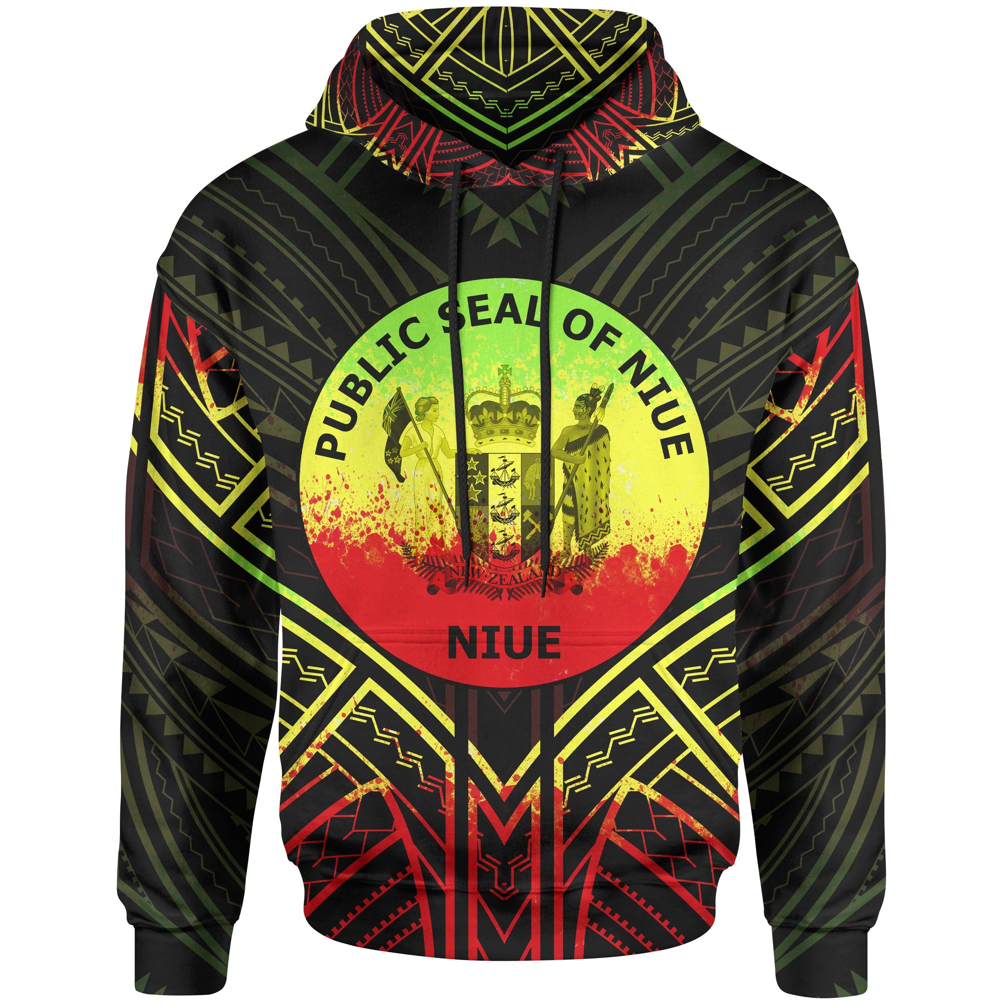 Niue Hoodie Niue Seal Reggae Tribal Patterns Unisex White - Polynesian Pride