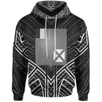 Wallis & Futuna Hoodie Wallis & Futuna Seal Black Tribal Patterns Unisex White - Polynesian Pride