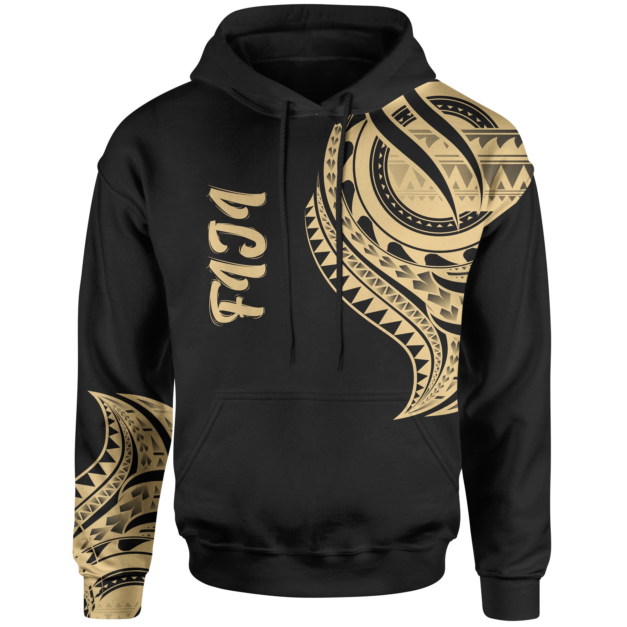 Fiji Hoodie Fiji Tatau Gold Patterns Unisex Black - Polynesian Pride