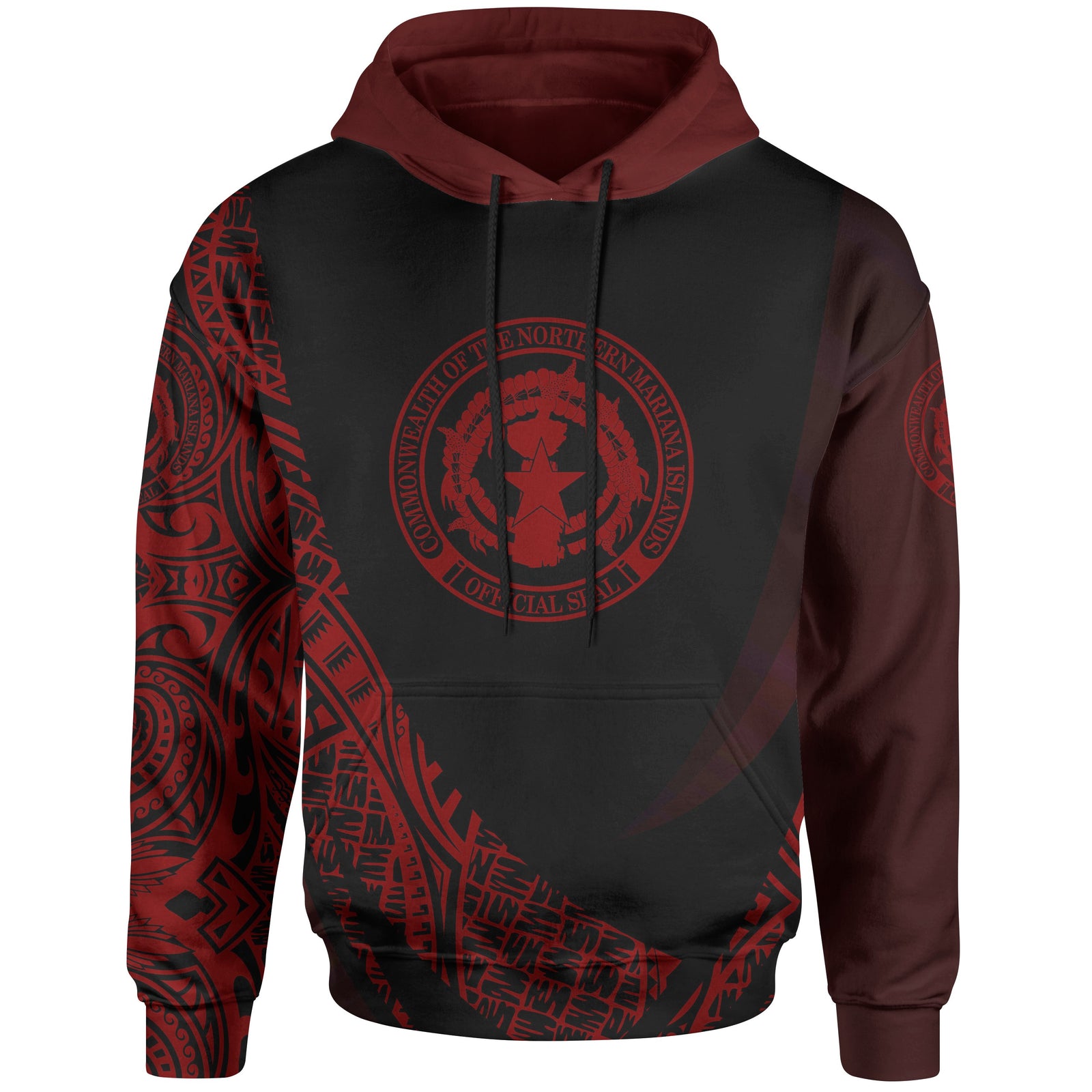 Northern Mariana Islands Hoodie Red Polynesian Patterns Sport Style Unisex Black - Polynesian Pride