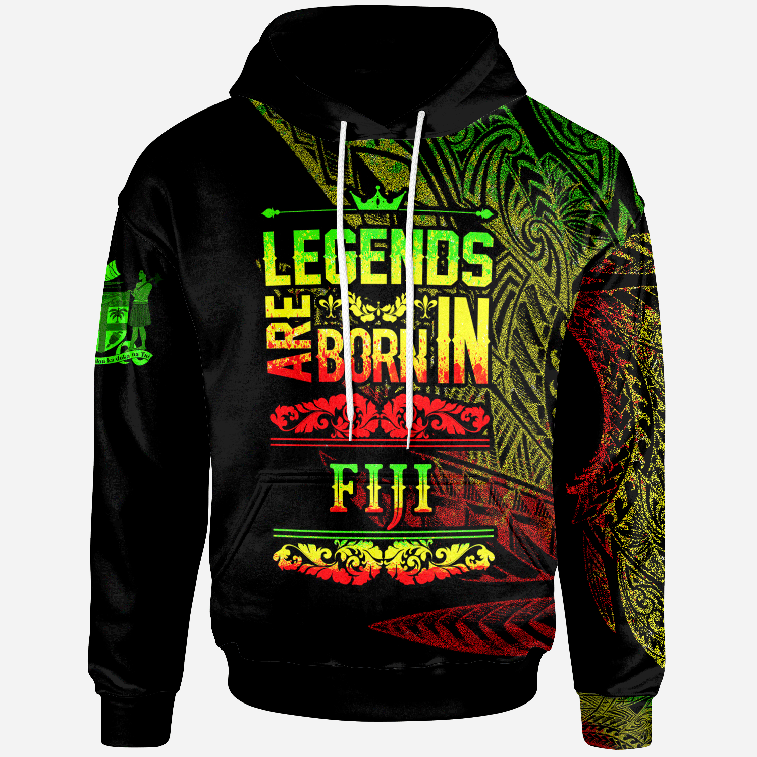 Fiji Hoodie Legends Are Born In Reggae Color Unisex Black - Polynesian Pride