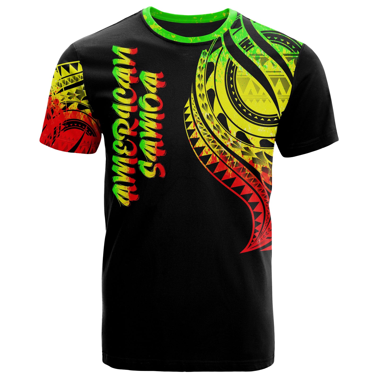 American Samoa T Shirt American Samoan Tatau Reggae Patterns Unisex Black - Polynesian Pride