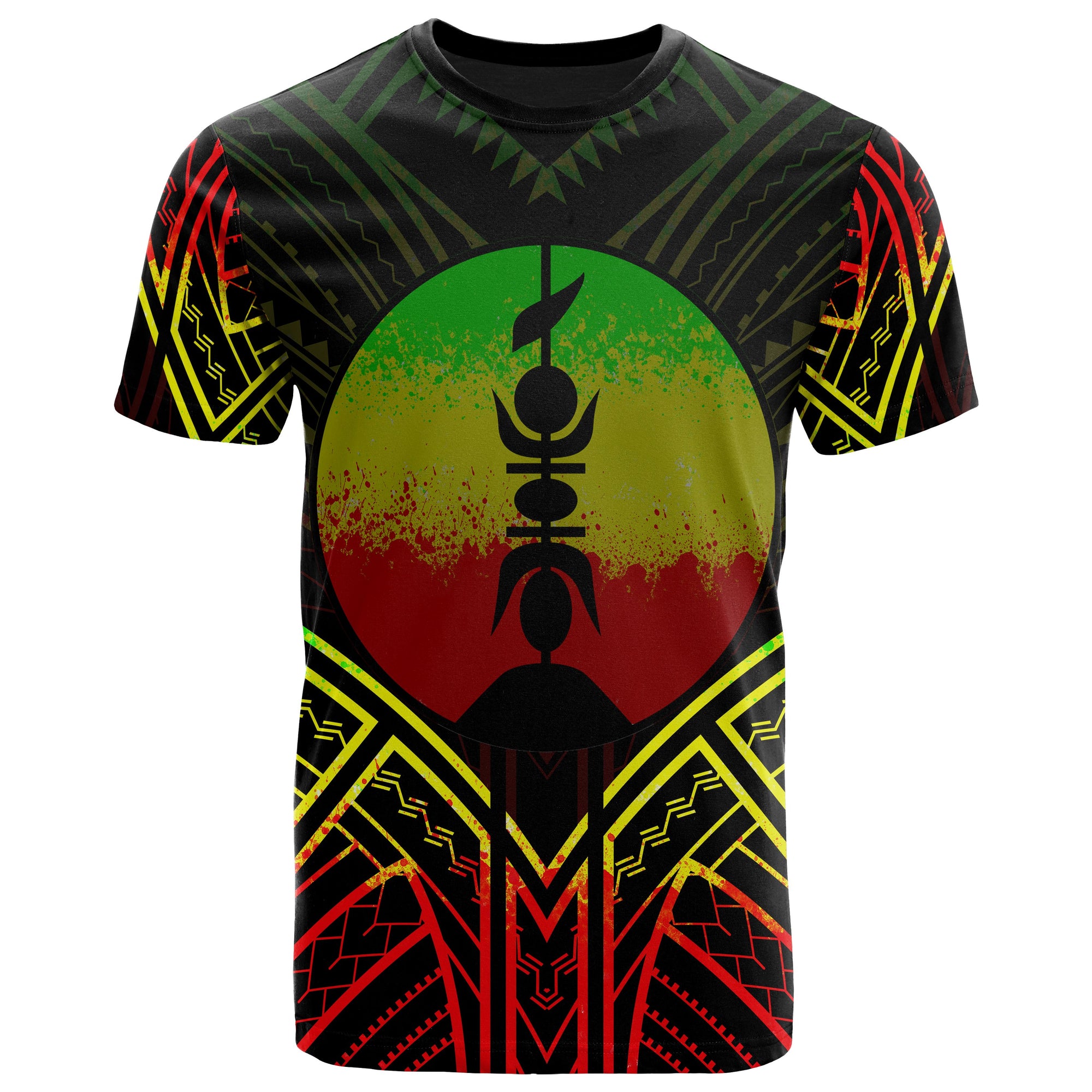 New Caledonia T Shirt New Caledonia Seal Tribal Reggae Color Patterns Unisex Black - Polynesian Pride