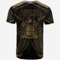 Fiji T Shirt Fijian Seal With Gold Line Style - Polynesian Pride