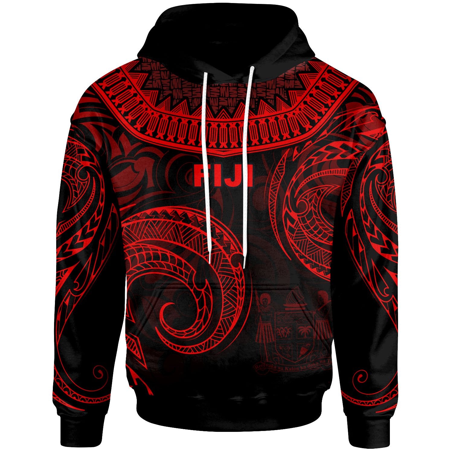 Fiji Hoodie Palm Leaf Texture Red Unisex Red - Polynesian Pride