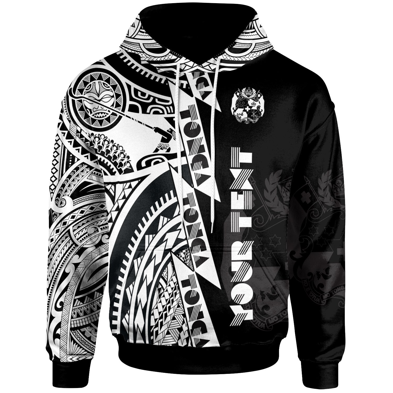 Custom Polynesian Tonga Hoodie Maui Moana Tattoo with Seal Tonga Unisex White - Polynesian Pride